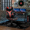 Miniatyrbillede 2 af 6: Rootz Gaming Chair - Ergonomisk Computerstol - Drejestol - Med Vippefunktion - Sort/Rød - 67 x 75 x 106-112 cm
