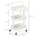 Miniatyrbild 3 av 6: Rootz Trolley - Förvaringsvagn - Rolling Organizer - Mångsidig förvaring - Anpassningsbara fack - Lätt rörlighet - 42cm x 38cm x 86,5cm - Stål & ABS