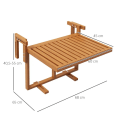 Miniatyrbillede 3 af 6: Rootz Hængebord - Højdejusterbart - Havebord - Vejrbestandigt - Udendørs klapbord - Fyrretræ - Teaktræ - 68W x 65D x 40,5 -55H cm