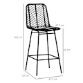 Miniatyrbillede 3 af 6: Rootz Boho Barstole Sæt - Rattan Look - Bordstole - Stilfuld Komfort - 42,5L x 52W x 102H cm