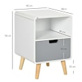 Miniatyrbild 3 av 7: Rootz Sängbord - Nattduksbord - Skandinavisk Design - Stor låda - Vattentät färg - Vit - 40 x 38 x 58 cm