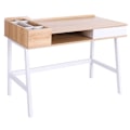Miniatyrbillede 1 af 11: Rootz Skrivebord - Skrivebord - Computerbord - Hvid/Naturlig - 100 cm x 55 cm x 81,5 cm