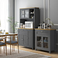 Miniatyrbillede 2 af 6: Rootz Kitchen Cabinet Buffet - Spisestue Showcase - Gray Storage Unit - Ample Storage - 100 cm x 40 cm x 180 cm