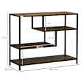 Miniatyrbillede 3 af 6: Rootz Hylde - Konsolbord - Industrielt design - 4 hylder - Stålstel - Spånplade - Rustik Brun + Sort - 99,6 x 33,6 x 74 cm