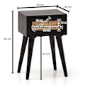 Miniatyrbillede 4 af 7: Rootz Modern Sengebord - Natbord - Skuffeskab - Wienerfletning - Håndlavet - Naturligt trækorn - 40cm x 60cm x 30cm