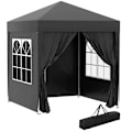 Miniatyrbild 1 av 4: Rootz Folding Gazebo - Öltält - 4 avtagbara sidoväggar - 2 fönster - Metallram - Svart - 2 x 2m