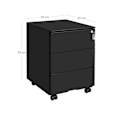 Pikkukuva 7 / 7: Rootz 3 Drawer Arkistokaappi - Pyörivä kontti - Toimistojärjestäjä - Teräsrakenne - Turvalukko - Mattamusta - 45cm x 39cm x 55cm
