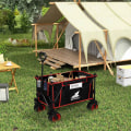 Miniatyrbillede 2 af 9: Rootz foldbar håndvogn med bordplade - Bærbar hjælpevogn - Udendørsvogn - Alsidigt 2-i-1-design - Terrænhjul - Holdbar konstruktion - 92 cm x 97 cm x