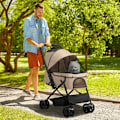 Miniatyrbild 2 av 7: Rootz Folding Dog Buggy - Husdjursvagn - 1 Korg - 2 Bromsar - Inklusive säkerhetskoppel - Ljusbrun - 76,5 cm x 52 cm x 95 cm