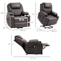 Miniatyrbild 3 av 10: Rootz Electric Riser TV-stol - Massagefåtölj - Ståstöd - Brunt konstläder - 88cm x 99cm x 106cm