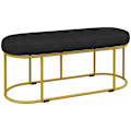 Miniatyrbillede 1 af 5: Rootz Skobænk - Retro Design - Sengebænk - Gangbænk - Fløjlslook - Op til 200 kg - Metalstel - Sort - 100 X 37 X 43 cm