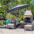Miniatyrbillede 7 af 8: Rootz Garden Parasol - Cross Base - Vejrbestandig - Solbeskyttelse - Elegant design - Seks Ribber - Cantilever Parasol - Metal-polyester - Grå - 292 c