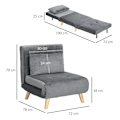 Miniatyrbillede 3 af 6: Rootz 2-i-1 lænestol - Afslapningsstol - Sovestol - Sovesofa - Gæsteseng - Gummitræ - Grå - 72 cm x 78 cm x 79 cm