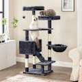 Miniatyrbillede 3 af 7: Rootz Multi-Tier Cat Tree - Kradsestolpe - Condo Tower - Forhøjede platforme - 50 cm x 45 cm x 142 cm - Smoke Grey - Spånplade Plys Sisal - 14 kg