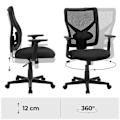 Miniatyrbillede 7 af 8: Rootz Ergonomisk kontorstol - Justerbare armlæn - Vippefunktion - Åndbart mesh - Bæreevne 120 kg - Sort