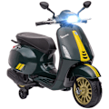 Pikkukuva 10 / 10: Rootz 6V Vespa sähkömoottoripyörä lapsille - Ajettava moottoripyörä - Harjoituspyörät - Ajovalot ja musiikki - Vakaa ja turvallinen - 107 cm x 47 cm x