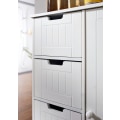 Miniatyrbillede 3 af 4: Rootz Design badeværelsesskab landlig MDF træ 65 x 83 x 30 cm hvid - Lille badeværelsesskab 4 skuffer & 1 låge - Sideskab Multifunktionsskab