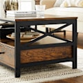 Miniatyrbillede 5 af 6: Rootz Vintage Brown Sofabord - Spånplade stål - Rustikt endebord - Rummelig opbevaring - Robust konstruktion - Nem montering - 100 cm x 55 cm x 47 cm