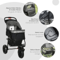 Pikkukuva 5 / 11: Rootz Dog Buggy - Cat Buggy - Koiravaunu - Lemmikkirattaat 3 pyörällä - Taitettava - Säädettävä kuomu - Oxford - Harmaa/Musta - 109,5 x 57,5 x 106,5 c