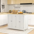 Miniatyrbillede 2 af 7: Rootz Kitchen Island Trolley Set - Kitchen Cart med 2 afføring - Udfoldelig arbejdsbræt - Rumbesparelse - 110 cm x 60 cm x 90 cm