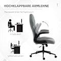Miniatyrbillede 6 af 10: Rootz Vinsetto Kontorstol - Ergonomisk Skrivebordsstol - Justerbar Højde Stol - Vippefunktion - Sammenfoldelige armlæn - 65,5 cm x 69,5 cm x 112-122 c