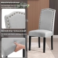 Miniatyrbild 6 av 7: Rootz Set med 4 matstolar - Högryggsstolar - Massivträstolar - Ergonomisk design - Hållbar konstruktion - Golvskydd - Linne ljusgrå - 47cm x 103cm x 6