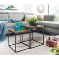 Miniatyrbillede 5 af 7: Rootz stuebord sæt af 2 mango massivt træ - metal sidebord firkantet - Design sidebord Industrielt - Sofabord Firkantet sofabord - Dækkeserviet 2-delt