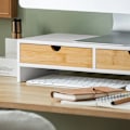 Miniatyrbillede 6 af 9: Rootz Monitor Stand Riser - Computerstativ - Desk Organizer - MDF-materiale - 47cm x 11cm x 18cm - Perfekt højde - Pladsbesparende