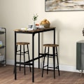 Miniatyrbillede 2 af 7: Rootz barbord med 2 stole - Industrielt design - Sæt med 2 barstole med bord - 3 stykker - Brun + Sort - 105L x 40W x 90H cm