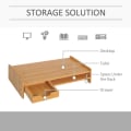Miniatyrbillede 7 af 10: Rootz Monitor Stand - Skærm Stand - Skrivebord Organizer - Skuffer - Kontor - Stue - Naturlig - L49 x B25,5 x H11,5 cm