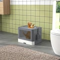 Miniatyrbillede 2 af 5: Rootz Cat kattebakke - Dæksel - Skovl - 2 udgange - Kat op til 4 kg - Udtræksskuffe - Plastik - Grå - Hvid - 48,5 X 38 X 36,5 Cm