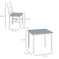 Miniatyrbild 3 av 6: Rootz Matset - 2 personer - Matrum - 2 stolar - Köksbord - 1 bord - Furu - Vit + Grå - 75L x 75W x 73H cm