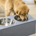 Miniatyrbillede 3 af 6: Rootz Foderstation - Forhøjet foderstation - 2 foderskåle hver 2 liter - Rustfrit stål - Med skuffe - Til mellemstore hunde - Grå - 60 x 30 x 24 cm
