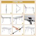 Miniatyrbild 7 av 8: Rootz campingbord i aluminium - Bärbart fällbart bord - Justerbart utomhusbord - Robust, väderbeständig, lätt - 68,5 cm x 59-78,5 cm x 120 cm