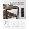 Pikkukuva 3 / 9: Rootz Vintage Brown-Classic Musta sivupöytä - Lastulevy teräshuonekalut - Yöpöydän päätypöytä - Tukeva rakenne - Tilava säilytys - Helppo koota - 60 c