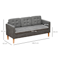 Miniatyrbillede 2 af 8: Rootz Sofa - 3-personers - Dobbelt sovesofa - Grå - 166,5 x 62 x 82 cm
