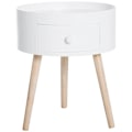 Miniatyrbillede 1 af 7: Rootz Sofabord Med Skuffe - Sidebord - Rundt - Scandi Design - Beskyttelseskant - Træ - Hvid - Ø38 x H45 cm