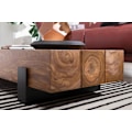 Miniatyrbild 4 av 7: Rootz soffbord 115x22x44 cm Sheesham massivt trä - metall soffbord - Design Vardagsbord Modern - Stubentisch brun - svart - Designer soffbord massivt