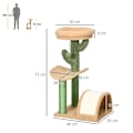 Miniatyrbillede 3 af 10: Rootz Cactus Design Cat Tree - Kradsestolpe - Klatrekattetræ - Sisal-indpakket stolper - Spånpladebase - Teddy Velour - 40cm x 35cm x 72cm