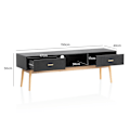 Miniatyrbillede 4 af 7: Rootz Lowboard tv-skab - 150 cm tv-stativ - sort og eg tv-konsol - moderne design - rummelig opbevaring - holdbar konstruktion - 150 cm x 50 cm x 40 c
