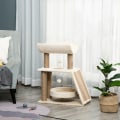 Miniatyrbillede 10 af 11: Rootz Cat kradsestolpe - Inklusiv legetøj - Katteseng - Spånplade - Plys - Sisal - Lysebrun - 60 Cm X 30 Cm X 76 Cm