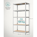 Miniatyrbillede 7 af 8: Rootz Garageopbevaringsstativ - Stålreolsystem - Justerbare hylder - Stærk støtte - Rustbestandig - 200 cm x 100 cm x 50 cm