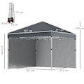 Miniatyrbild 3 av 5: Rootz Folding Gazebo - 2 sidoväggar - Justerbar i höjdled - Sandsäck - Transportväska - Rostfri stålram - Stål - Oxford - Mörkgrå - 297L x 297W x 274H