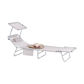 Miniatyrbillede 1 af 9: Rootz justerbar solseng med baldakin - Haveseng - Strandseng - Holdbar metalramme - Syntetisk fiberstof - Opbevaringslomme - 195 cm x 90 cm x 63 cm