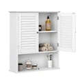 Miniatyrbillede 5 af 8: Rootz badeværelsesskab - Opbevaringsskab - Hygiejneorganisering - Hvid MDF - 60 cm x 20 cm x 70 cm - Åbent rum - Justerbar hylde - Forkromede knopper