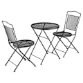 Miniatyrbillede 1 af 7: Rootz 3 dele bistrosæt med bord og 2 stole - Havemøbler - Metal - Sort - 55,5 x 55,5 x 69,5 cm