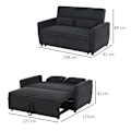 Miniatyrbillede 3 af 6: Rootz Sovesofa - Foldesofa - 2-personers stofsofa - Sofa med sovefunktion - Justerbar vinkel - Sort - 148 x 82 x 89 cm
