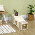 Miniatyrbillede 6 af 7: Rootz Cat Tunnel - 2 Cat Caves - Katteseng - Ridsepuder og kuglelegetøj - Spånplade/Fluff/Sisal - Brun/Beige - 98cm x 30cm x 30cm