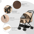 Miniatyrbillede 4 af 7: Rootz Folding Dog Buggy - Kæledyrsklapvogn - 1 kurv - 2 bremser - Inklusiv sikkerhedssnor - Lysebrun - 76,5 cm x 52 cm x 95 cm