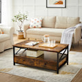 Miniatyrbillede 3 af 6: Rootz Vintage Brown Sofabord - Spånplade stål - Rustikt endebord - Rummelig opbevaring - Robust konstruktion - Nem montering - 100 cm x 55 cm x 47 cm